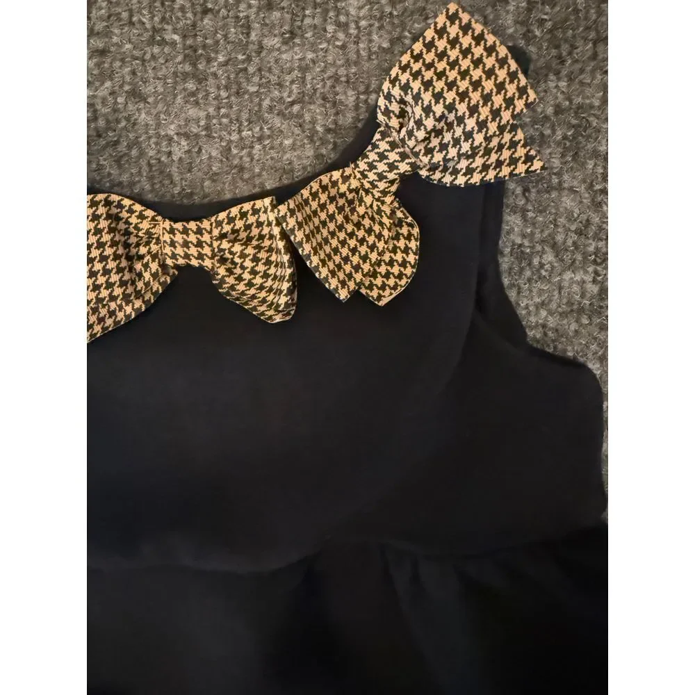 Janie and‎ Jack Houndstooth Bow Ponte Dress Baby Girls 12-18m Butterscotch Belle